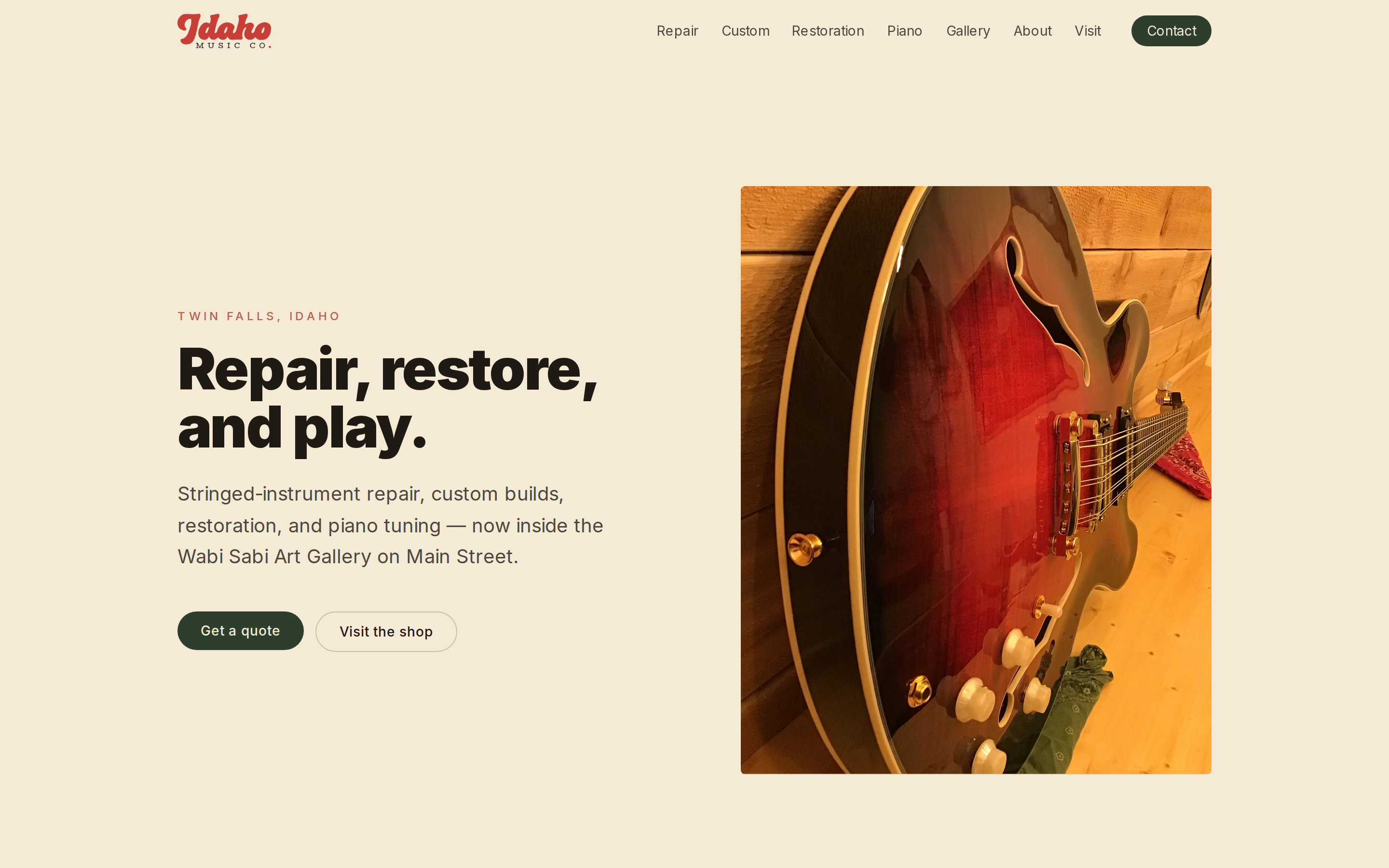 Idaho Music Co. — instrument repair shop screenshot