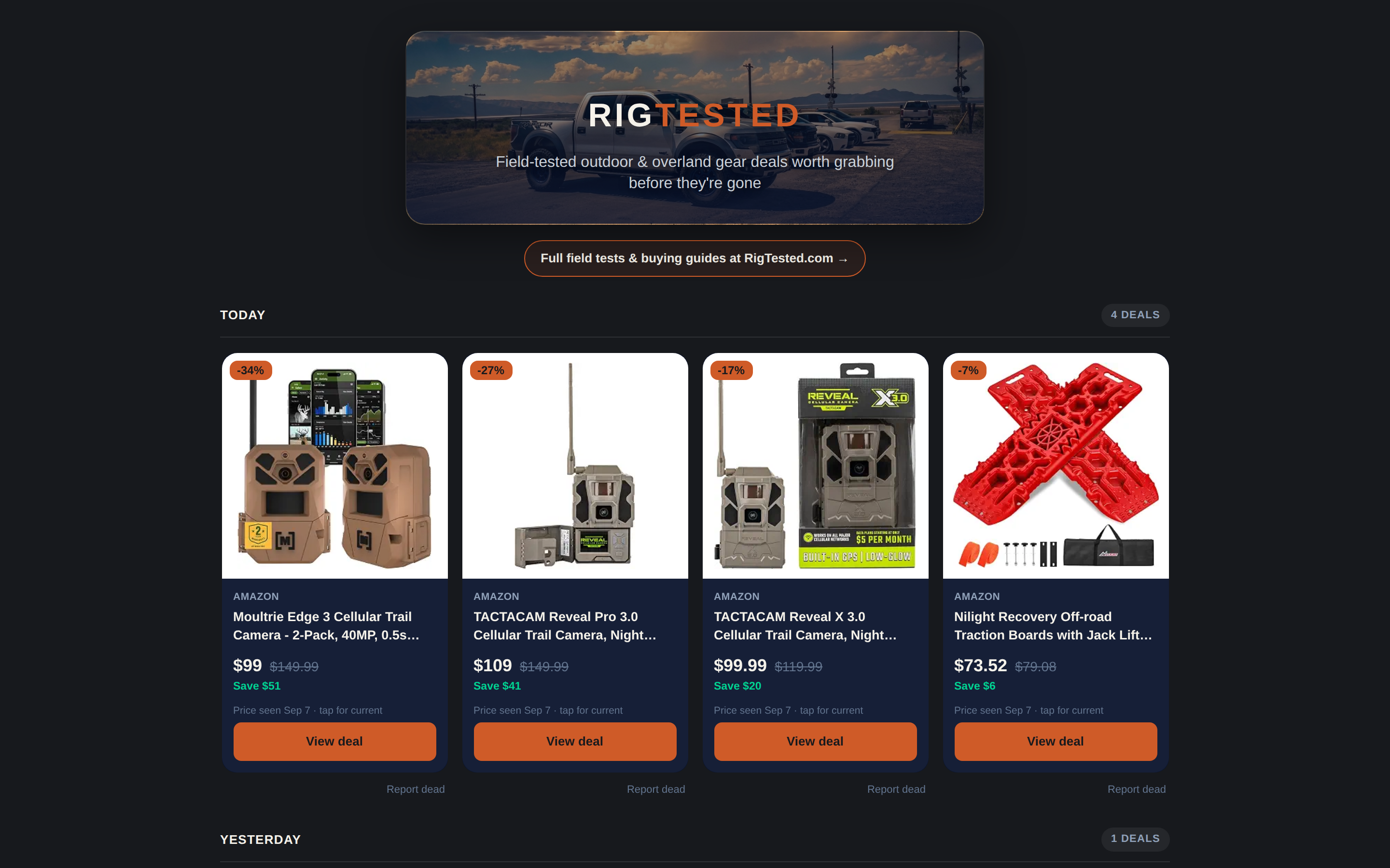 Deals aggregator screenshot
