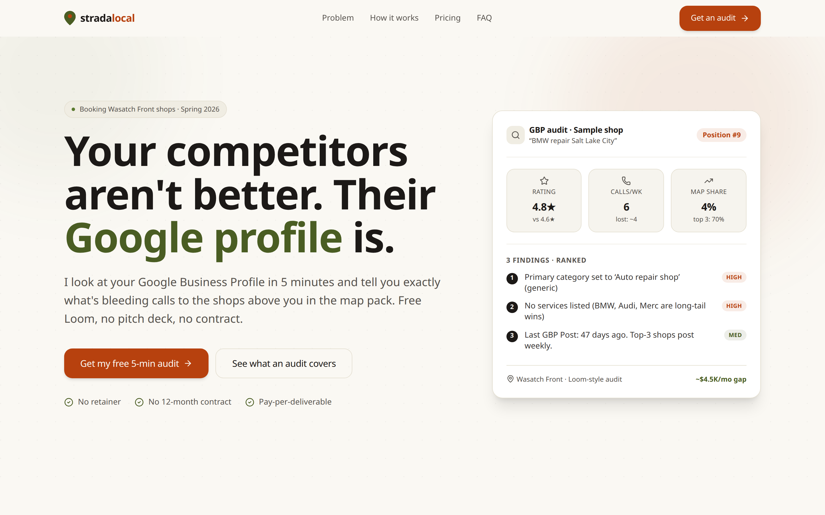 StradaLocal — agency site + rank tracker screenshot